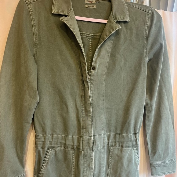 Faherty Overland Twill Utility Jumpsuit Size S, Olive Green, - Picture 1 of 11